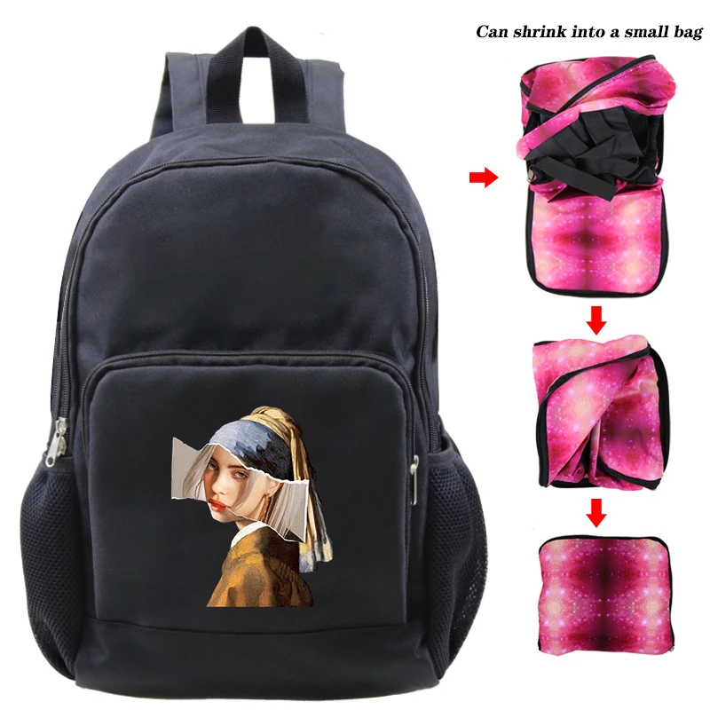 

Cute Billie Eilish Galaxy Backpack for Teenager Boys Girls Foldable School Bag Women Casual Laptop Backpack Mochila Bag