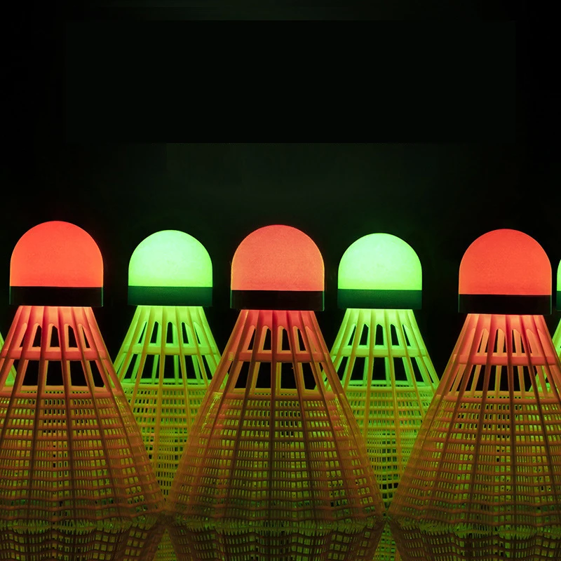 WELKIN 4pcs Dark Night LED Glowing Light Up Strong Nylon Badminton Shuttlecocks Colorful Lighting Balls Indoor & Outdoor Sports