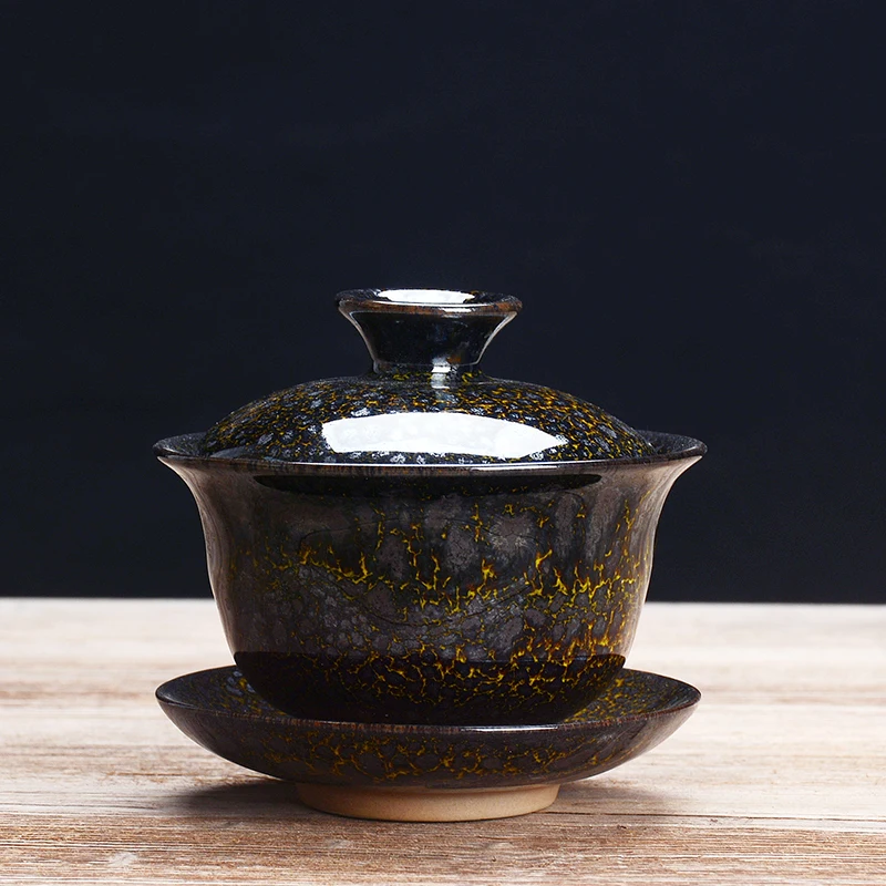 Китайская миска с крышкой, глазурованная чайная чашка, домашняя керамическая кунг-фу, чайная утварь, чайная чашка - Цвет: 9