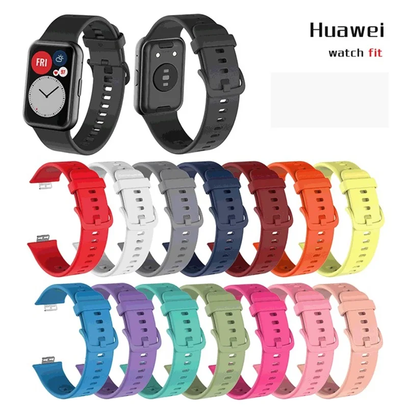 Reducido Correa de goma para Huawei Watch Fit, accesorios de pulsera inteligente, repuesto de alta calidad, funda protectora de banda deportiva 1gNWbqroB1o