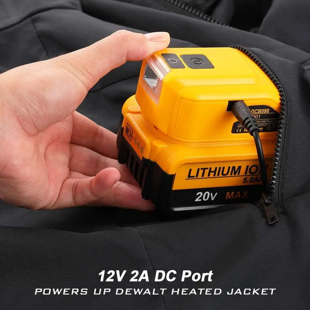 DCB090 Battery Adapter For Dewalt 18V 20v max Battery USB