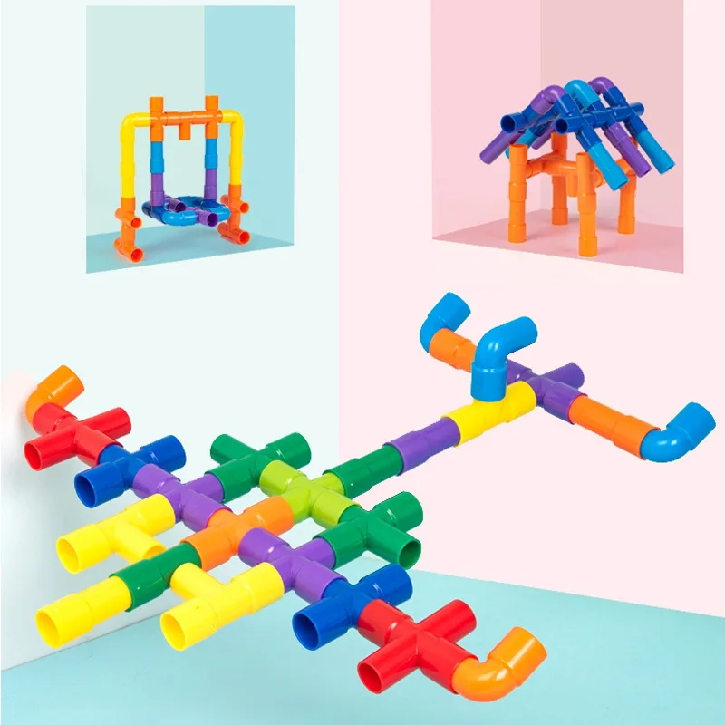 В переменного тока, 50-110 шт./компл. DIY водопровод строительные блоки Сборка игрушки для детей туннель из труб блок модель игрушки совместимая блоки