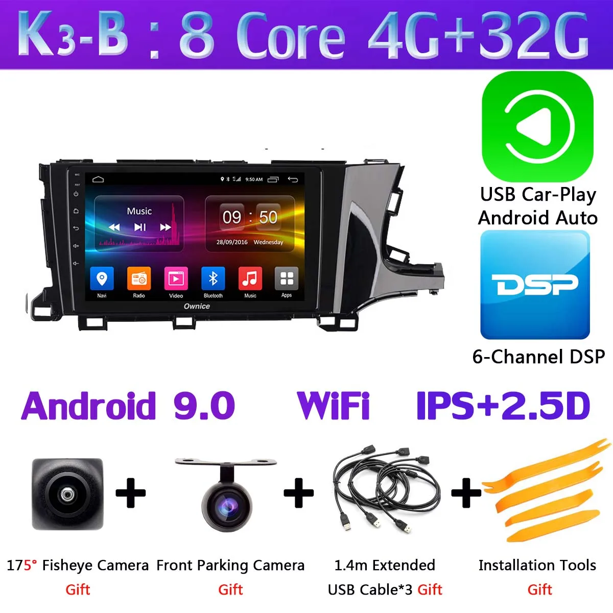 360 ° камера Android 9,0 4G+ 64G gps радио авто CarPlay SPDIF DSP Автомобильный мультимедийный плеер для Honda Shuttle - Цвет: K3-B-CarPlay