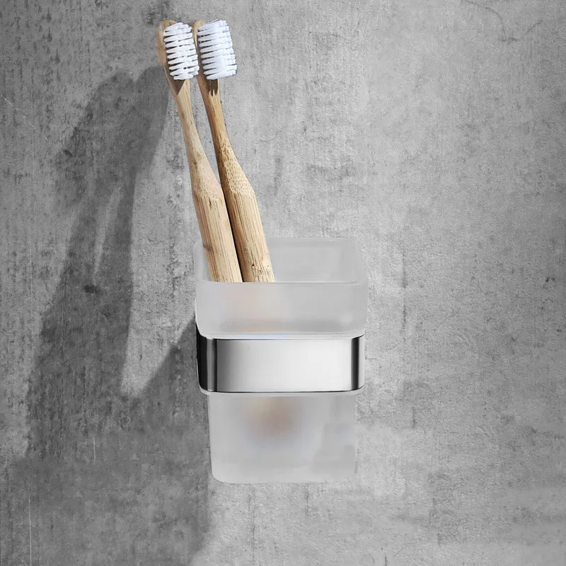 Single Cup Holder Toothbrush Cup Holder Set Toothbrush Organizer Rack Storage Kitchen With Glass Bathroom Accessories