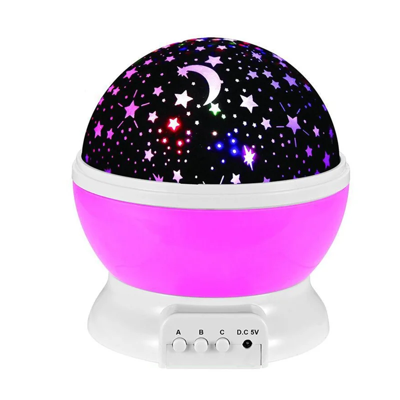 pink Светодиодный USB вращающийся Ночной светильник, проектор, звездное небо, звезда, для детей, для сна, Романтический светодиодный светильник, рождественские подарки, 9 режимов - Цвет: pink