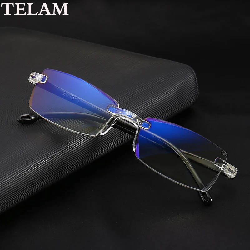 Модные ультралегкие бескаркасные анти-синие очки для чтения для женщин и мужчин, прозрачные линзы для компьютера, очки для чтения Пресбиопии