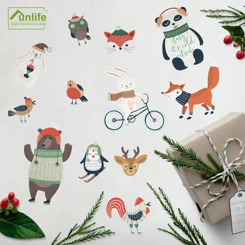 

Funlife DIY Christmas Day Wall Sticker Cartoon Bedroom Living Room Removable Waterproof Glass Home Decor Wall Sticker