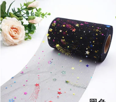 Black 6 см 25 ярдов ручной DIY лук Красочные Метеор из пряжи и тюля рулон Метеор сетки в рулонах из стеклянного волокна аксессуары Головные уборы повязка на голову из сетчатой пряжи купальный костюм надпись «Bride Tribe» - Цвет: Black