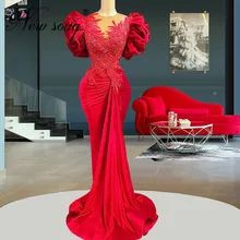 

2022 New Arrival Formal Beaded Evening DressesRed Mermaid Prom Dress Handmade Robes De Soiree Dubai Arabic Women Party Gowns