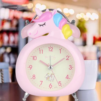 

Lovely Unicorn Clock Cartoon Bedroom Alarm Clock Christmas Birthday Gifts Mute Wake Up Clock With Snooze Student Desk ClockLA225