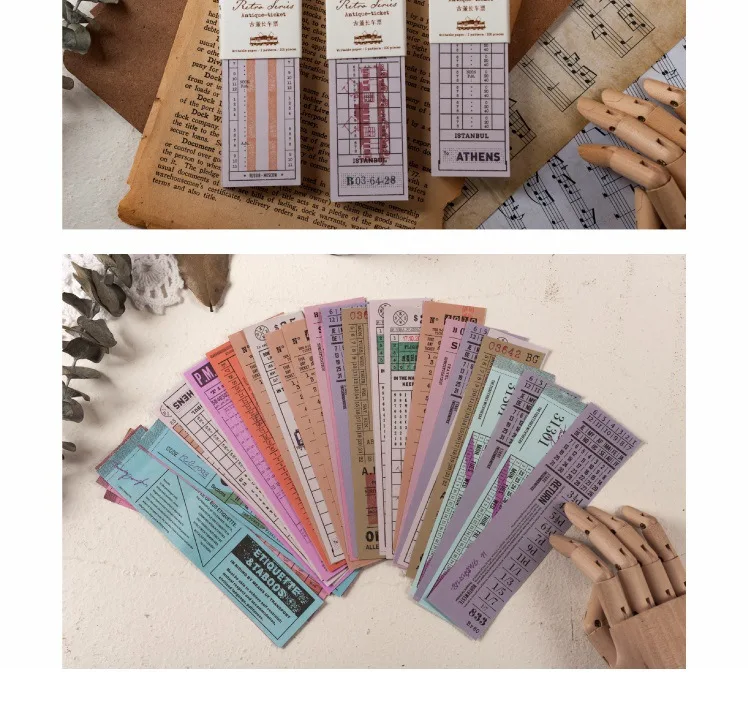 Vintage Travel Tickets Writable Washi Tape set DIY Decoration Scrapbooking Masking Adhesive Tape Label sticker stationery