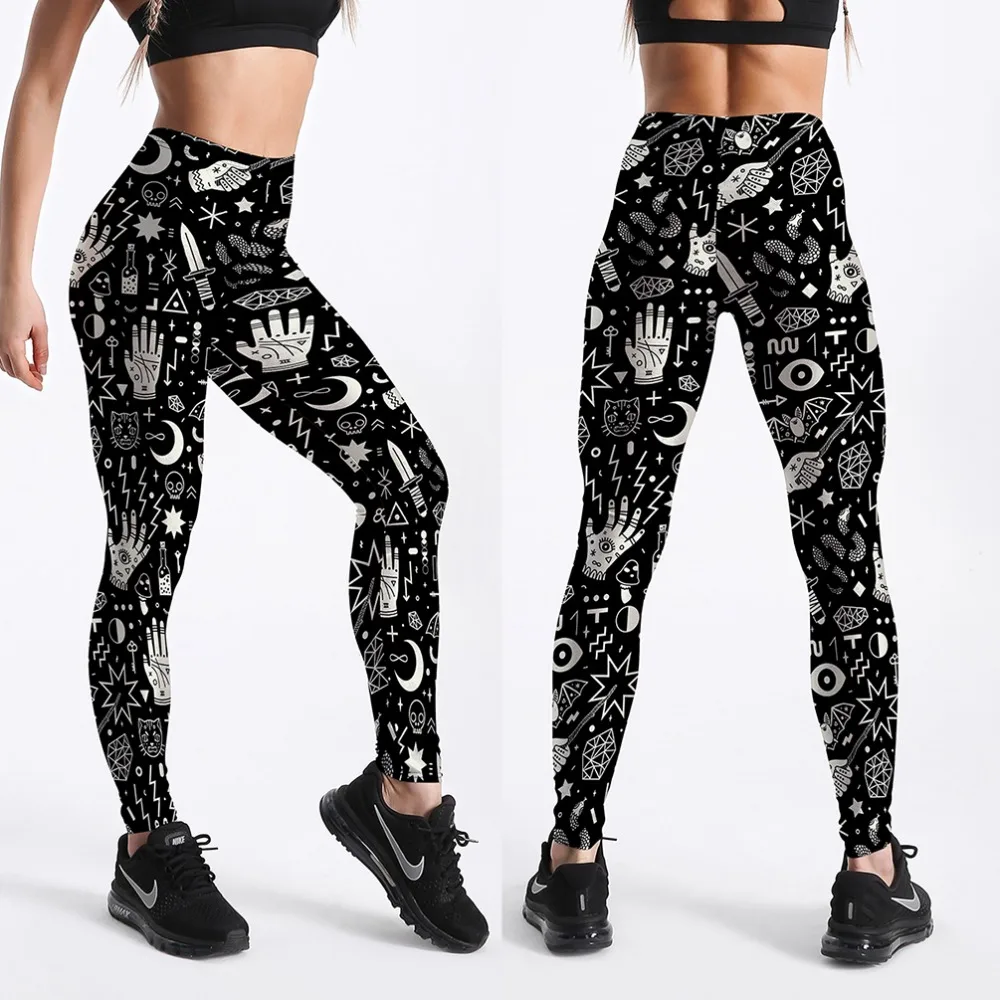 Elastic Spandex High Waist Women Digital Printed Fitness Leggings Push Up Sport GYM Leggings 