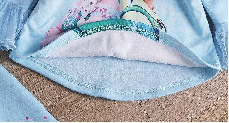 Зимняя одежда с ворсом для маленьких девочек костюм с кружевом vetement enfant fille одежда для девочек-подростков обледенения в стиле Эльзы и Анны рождественское Комплекты одежды