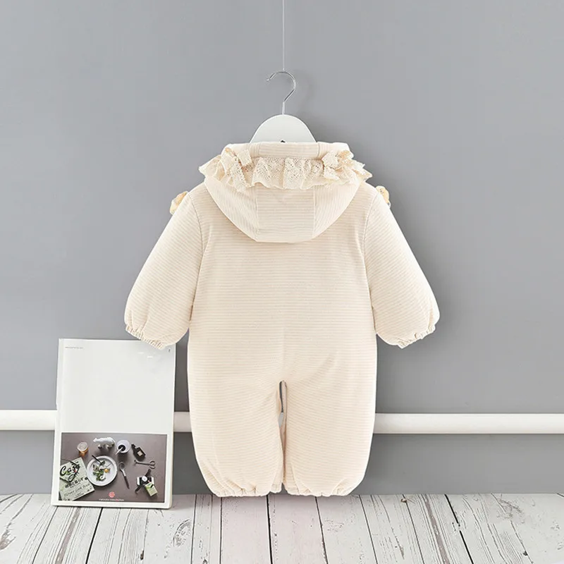 Детская одежда осень-зима, теплый флисовый костюм с капюшоном для маленьких девочек, комбинезон, одежда для малышей, комбинезоны, детская одежда для сна, пижамы, От 0 до 2 лет