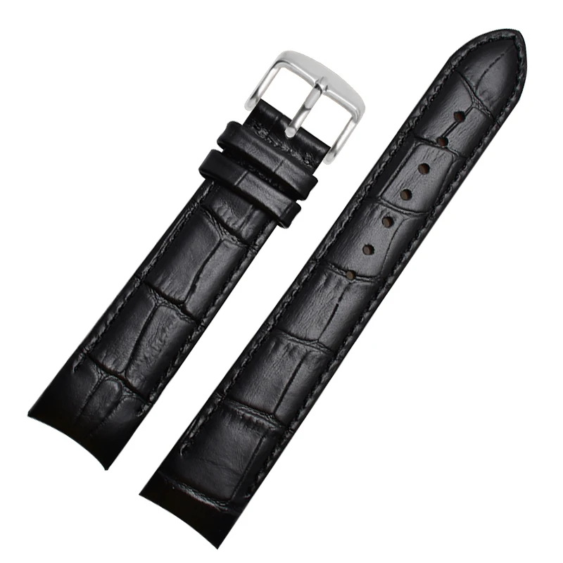 Genuine Leather Bracelet Curved End Watch Strap - Premium Adjustable Band