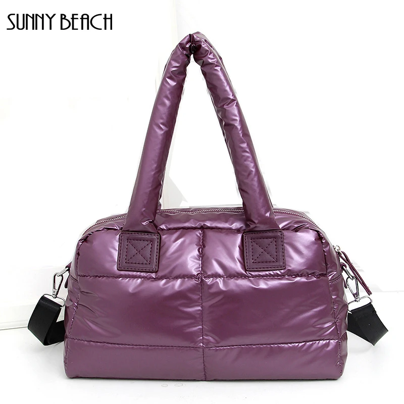 

New Winter Women Space Cotton Handbags casual Ladies Bag Down Fashion Bright Shoulder Bag Female tote Bolsas sac a main