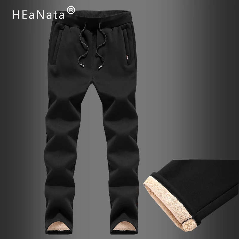 Зимние теплые мужские штаны размера плюс M-6XL, утолщенные спортивные штаны из флиса для улицы, бархатные мужские брюки, повседневные свободные прямые брюки