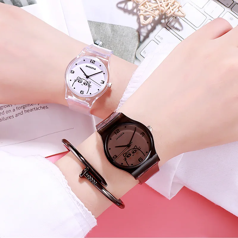 

Simple art retro female minority French small fashion transparent watch strap personality watches
