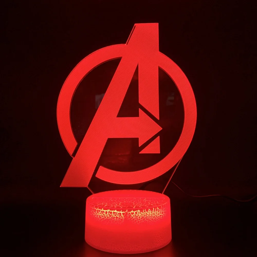 3d светодиодный ночник, светильник с логотипом Marvel Мстители, украшение для спальни, яркий базовый цвет, меняющий крутую атмосферу для маленьких детей