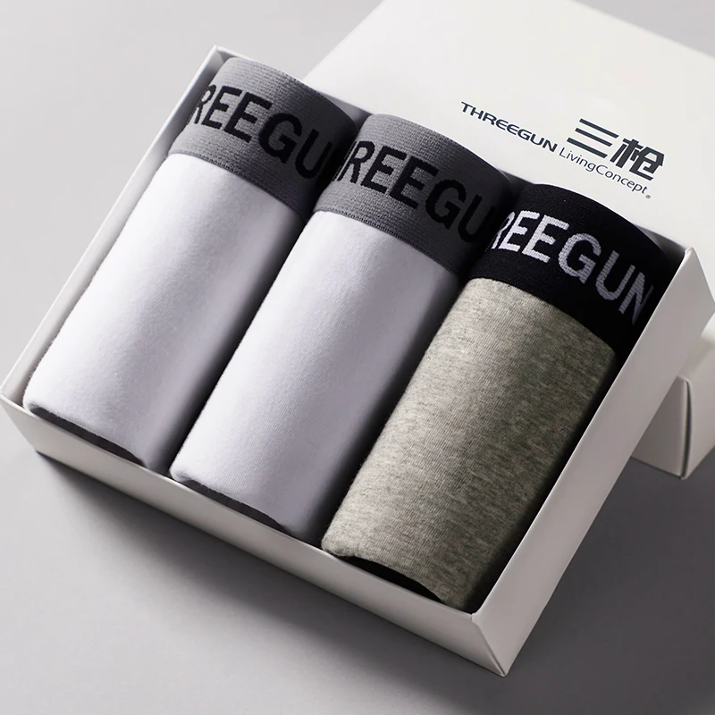 THREEGUN 4шт / Lot Boxer Шорты Сексуальные U Выпуклые нижнее белье Мужчины Хлопок Гей Нижнее белье Мужчины Бренд Большие размеры Underpants vetement homme - Цвет: 3 Piece-6