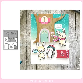 

Winter Treehouse Scene Frame Metal Cutting Dies for DIY Scrapbooking Photo Album Decorative Embossing Paper Card Crafts Die 2019
