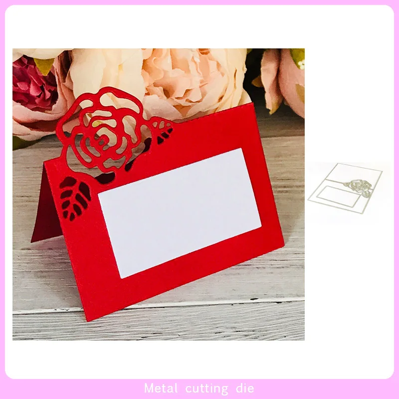 Metal Cutting Dies Rose Wedding Place Card For Scrapbooking Craft