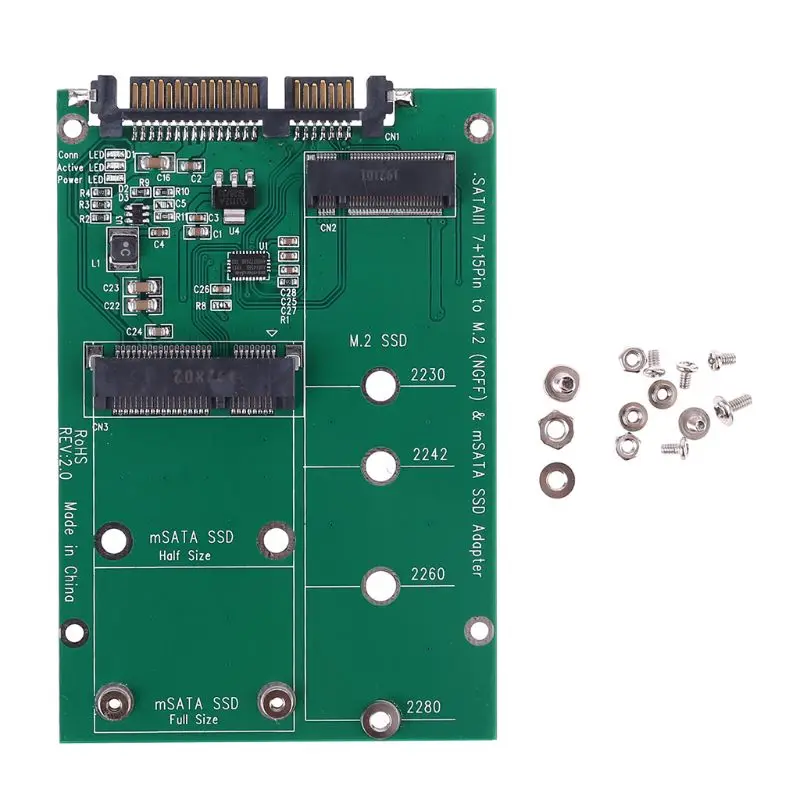 MSATA и M.2(B-Key NGFF) 2в1 многоразмерный SSD для SATA 3 III адаптер конвертер