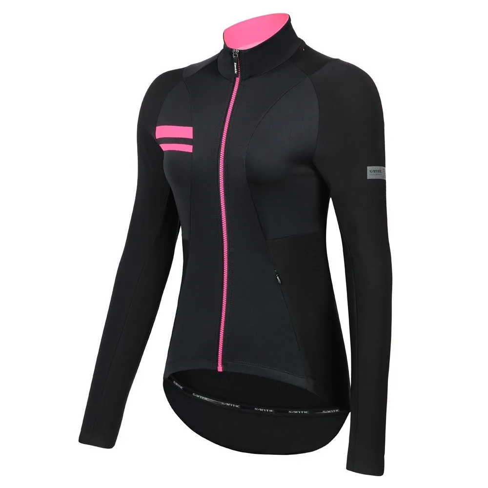 Santic, женские куртки для велоспорта, теплые+ тканевые флисовые ветровки для езды на горном велосипеде, пальто, светоотражающая куртка, сохраняющая тепло, K9L5113P - Цвет: K9L5113