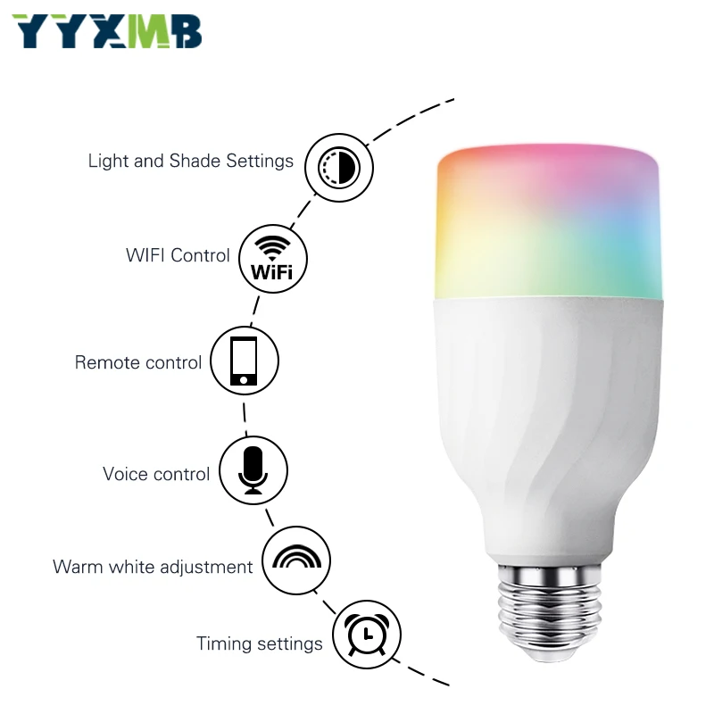 Смарт tuya лампа Wi Fi E27 7 Вт Светильник лампы Совместимость Amazon ECHO/Google Home/IFTTT RGBCW Dimmable