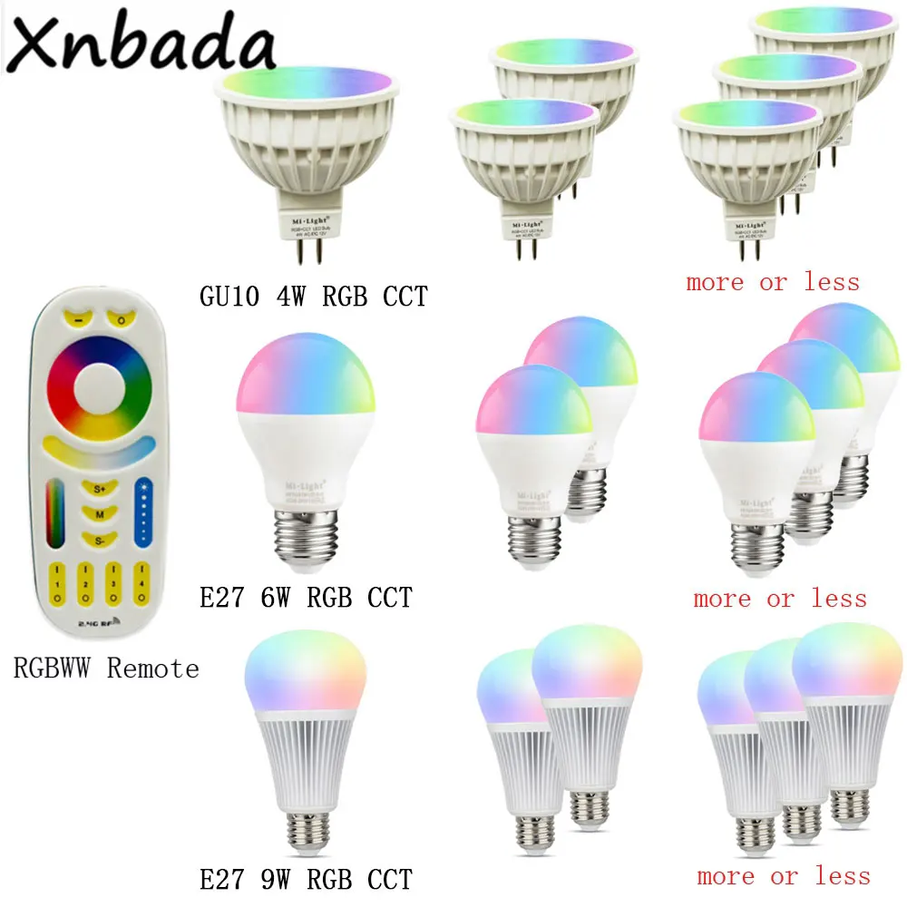 Светодиодная лампа Mi light MiBoxer 2 4G умная Беспроводная MR16 GU10 E14 E27 4 Вт 5 6 9 12 CCT/RGBW/RGBWW/RGB +