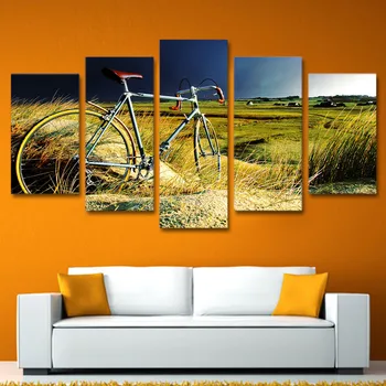 

HD Printed Vintage Bicycle in the Storm Painting Canvas Print Room Decor Print Poster Picture Canvas