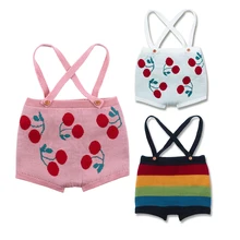 Дети новорожденный ребенок брюки шорты хлопок вязаный детский комбинезон корейский стиль короткий комбинезон для маленьких мальчиков и девочек Розовая Одежда для младенцев