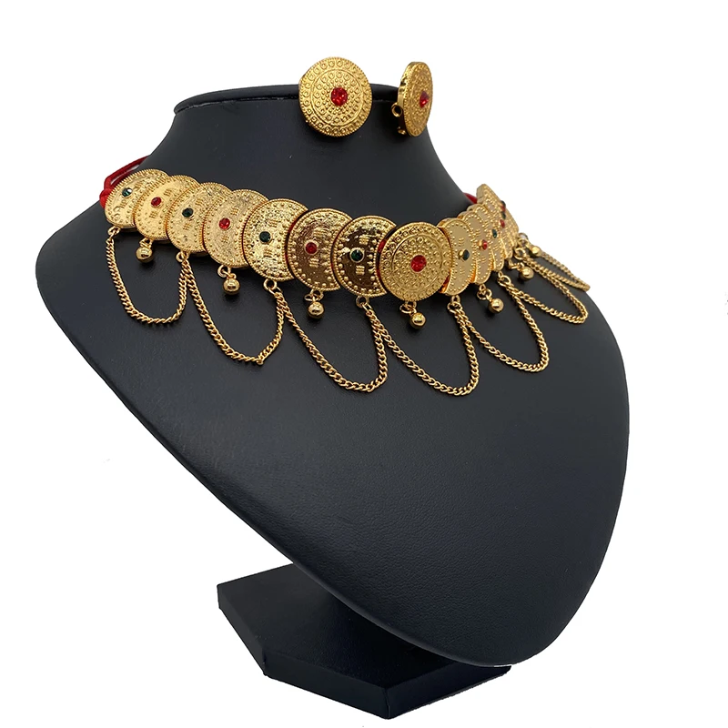 

24k fashion Dubai Jewelry Sets for Women Indian big Earring Girls Ethiopia Party African Wedding gifts Brides Habesha Necklace