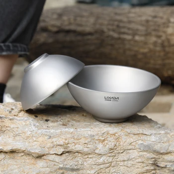 

Lixada 250ml/450ml Titanium Double Wall Dinner Bowl for Home Outdoor Camping Backpacking Picnic Titanium Bowl Outdoor Tableware