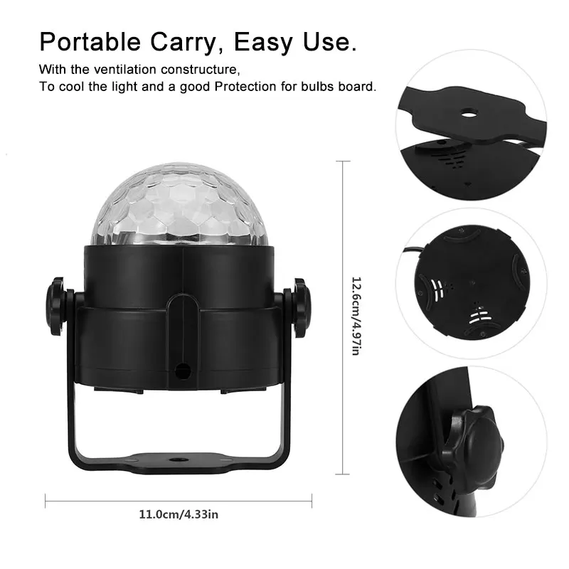 Led Disco RGB Light Sound Activated Laser Moving Head Stage Lights Rotating Disco Ball Lumiere Light For Christmas Home KTV DJ