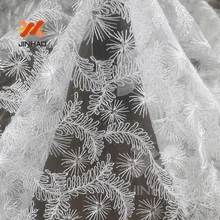 Вышитая полиэфирная сетчатая ткань из Китая на заказ печатная Сублимационная ткань с белыми пайетками для свадьбы кружевная ткань