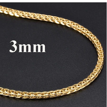 3mm yellow gold 50 см 18 к цепочка из желтого золота, ожерелье для мужчин, подходит для подвесок, хорошее ювелирное изделие, настоящая цепочка, золотая цепочка - Цвет камня: 3mm yellow gold