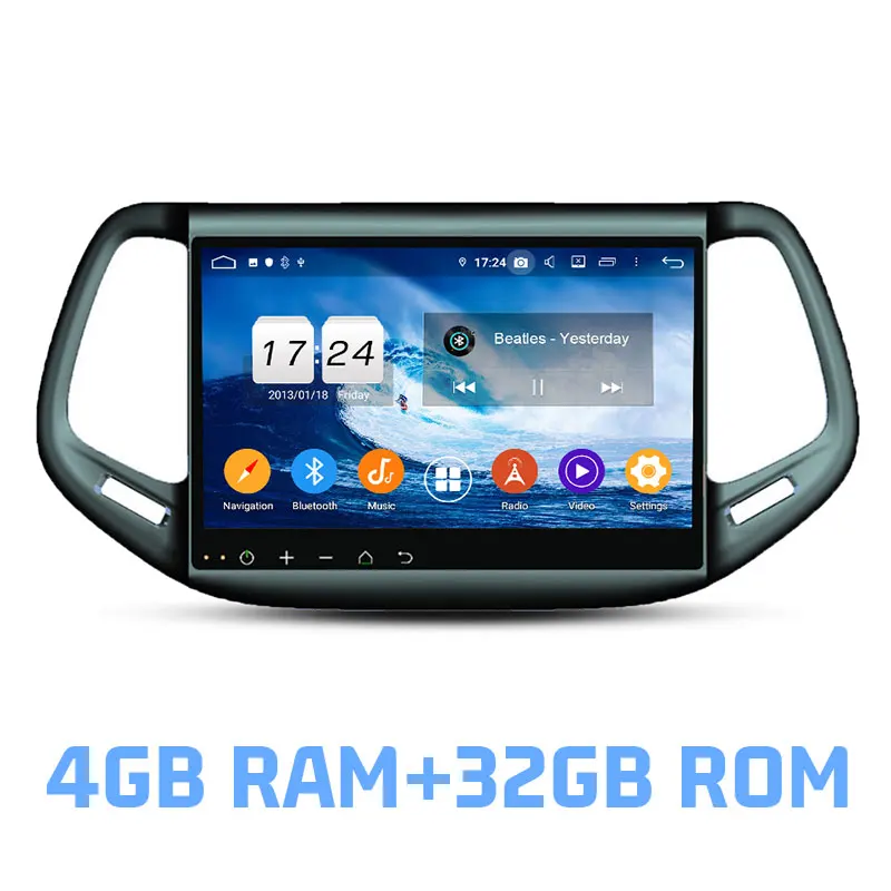 Ips DSP Android 9,0 4 Гб ОЗУ+ 64 Гб ПЗУ+ 8 ядерный автомобильный dvd-плеер Wifi Bluetooth 4,2 RDS радио gps карта для Jeep Compass - Цвет: 4GB RAM and 32GB ROM