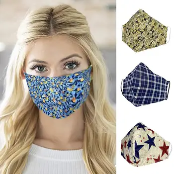 

Adult Face Mask Fashion Floral Printing Mask Washable And Reusable Adjustable Breathable Dustproof Cotton Mask Can Put Filter A