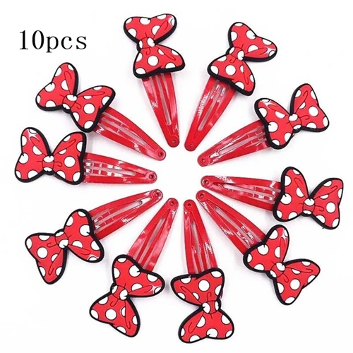 1--10pcs 10 шт., милые детские заколки для волос с ушками Микки и Минни Маус для девочек, красные заколки для волос с бантиком для девочек, аксессуары для волос, заколки для волос - Цвет: 1--10pcs