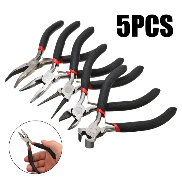5Pcs Jewelry Pliers Jewelry Making Pliers Tools with Needle Nose  Pliers/Round Nose Pliers/Chain Nose Pliers/Bent Nose Pliers/Zipper Pliers  Wire