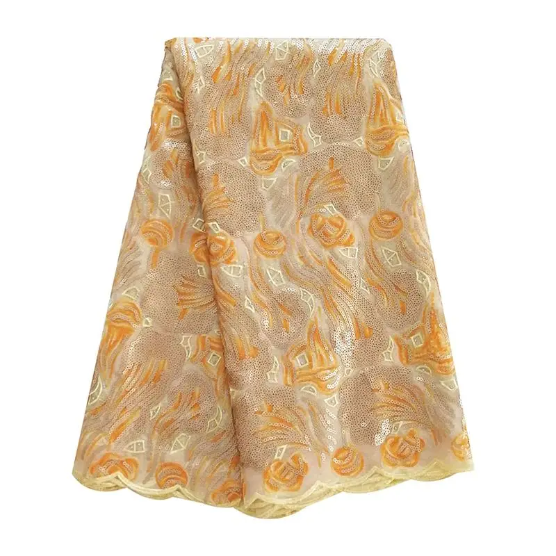 Нигерийская 2019 новейшая кружевная ткань французская с блестками для женского