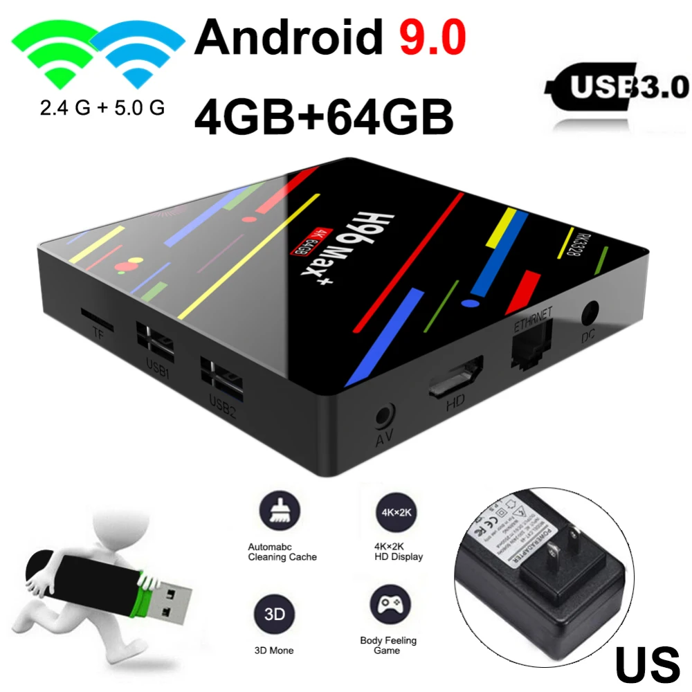 H96 MAX+ двойной wifi DDR3 Android 9,0 4K Smart tv box Android tv box 2G/16G 4G/32G 4G/64G с Bluetooth системой