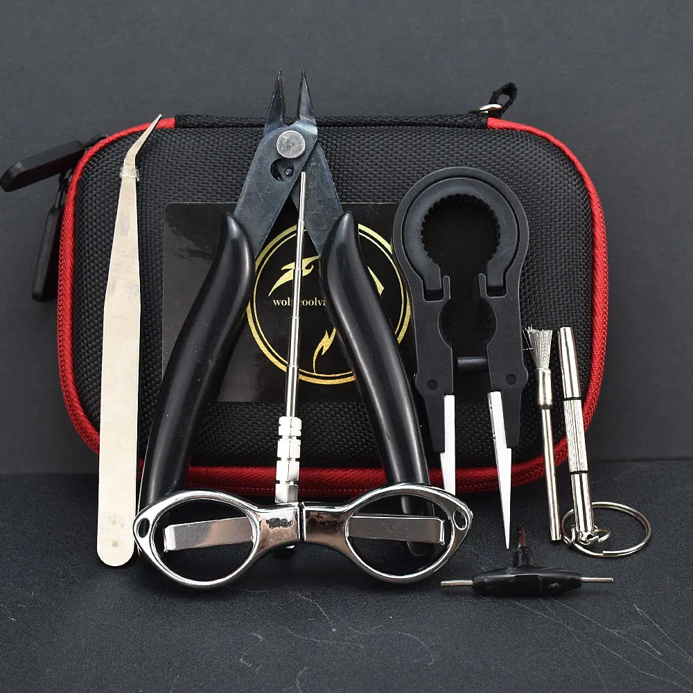 

X9 Mini Vape DIY Tool Bag Tweezers Pliers Wire Heaters Kit Coil Jig Winding cottons For Packing E-Cigarette Accessories