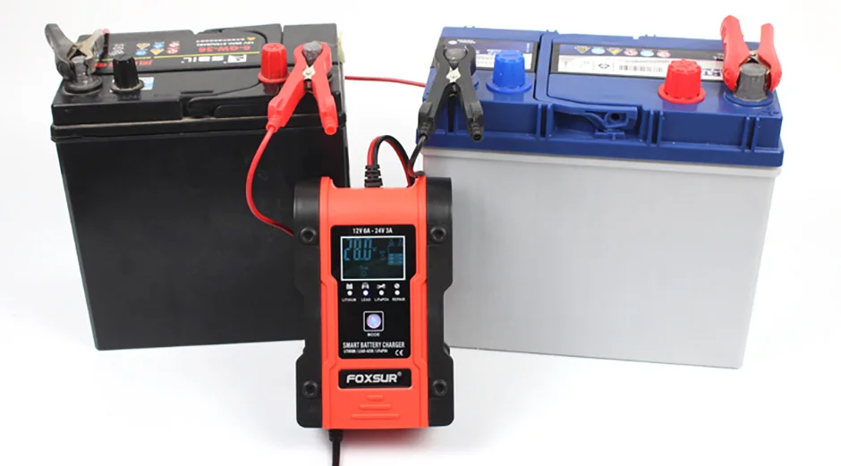 Truck Battery Charger Heavy Duty , FOXSUR 12V 6A 24V 3A Car Smart Battery Charger Fast Charge AGM LiFePO4 Lead-Acid Battery Truck Battery Charger Heavy Duty , FOXSUR 12V 6A 24V 3A Car Smart Battery Charger Fast Charge AGM LiFePO4 Lead-Acid Battery