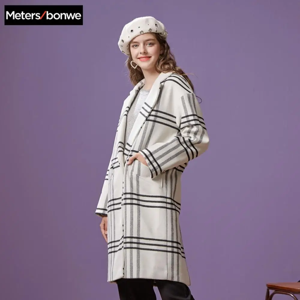 Metersbonwe 2019 Women Woolen Coat outerwear winter clothing Office Lady Coat fashion warm woolen b