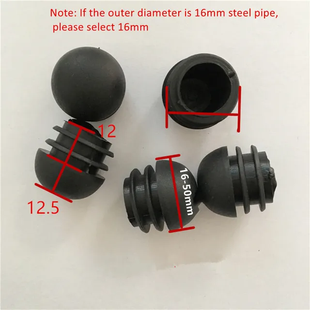 Plastic hole Insert Plugs 25mm Round Steel Pipe Tube Blanking End Caps decor dust cover for chair table Furniture Leg protection black