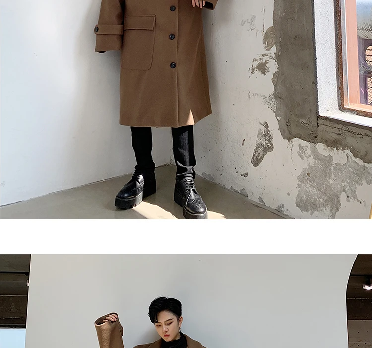 YASUGUOJI модное однобортное Мужское пальто с неровностью, зимнее длинное мужское дизайнерское шерстяное пальто Abrigo Hombre