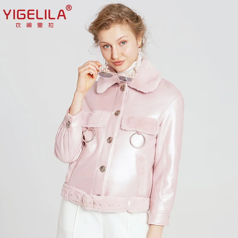 

Yigelila Light Pink Fur fu he rong Warm Thick Short Coat 9773