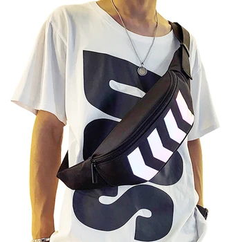 

2019 Chest Bag for Men Waist Bag Canvas Fanny Pack Boy Street Reflective Crossbody Pack Casual Travel Bags Hip Hop Shoulder Pack